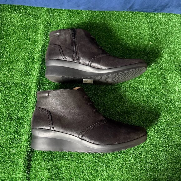 Clarks Women's Cloudsteppers Caddell Hop Wedge Booties Black Boots Size 10 M NEW - Picture 6 of 10